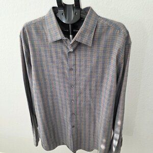 JOS. A. BANK RESERVE TAILORED FIT MENS XXL GRAY PLAID LONG SLEEVE SHIRT
